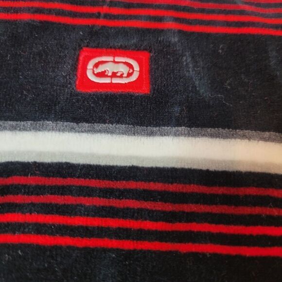 Rare Ecko Unltd Velour Striped Black & Red Long Sleeve Shirt Men's Size XXL - Picture 8 of 11